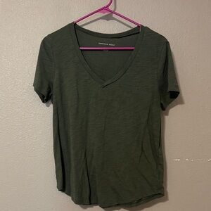 American Eagle Outfitters Forest Green V-Neck Tee